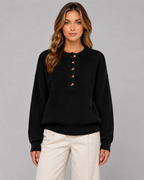Women's Ribbed Henley Jumper – Button Neck