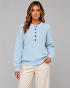 Women's Ribbed Henley Jumper – Button Neck