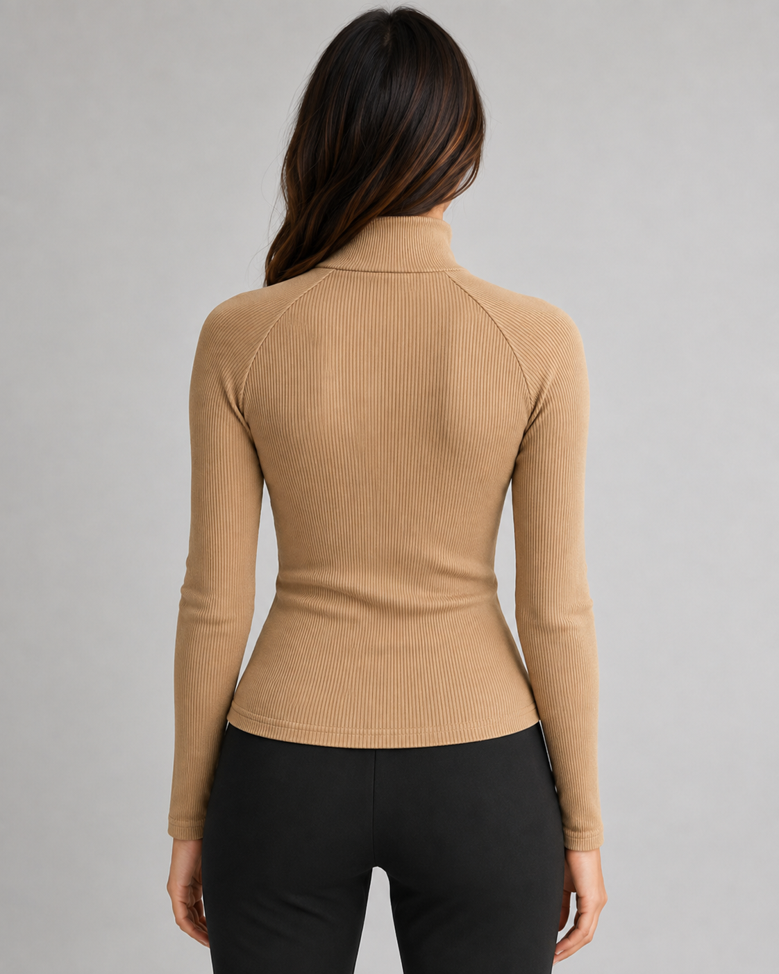 Women's Ribbed Quarter Zip High Neck Jumper – Slim Fit
