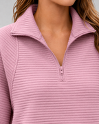 Women's Ribbed Quarter-Zip Knit Pullover – Zip Neck