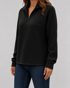Women's Ribbed Quarter-Zip Knit Pullover – Zip Neck