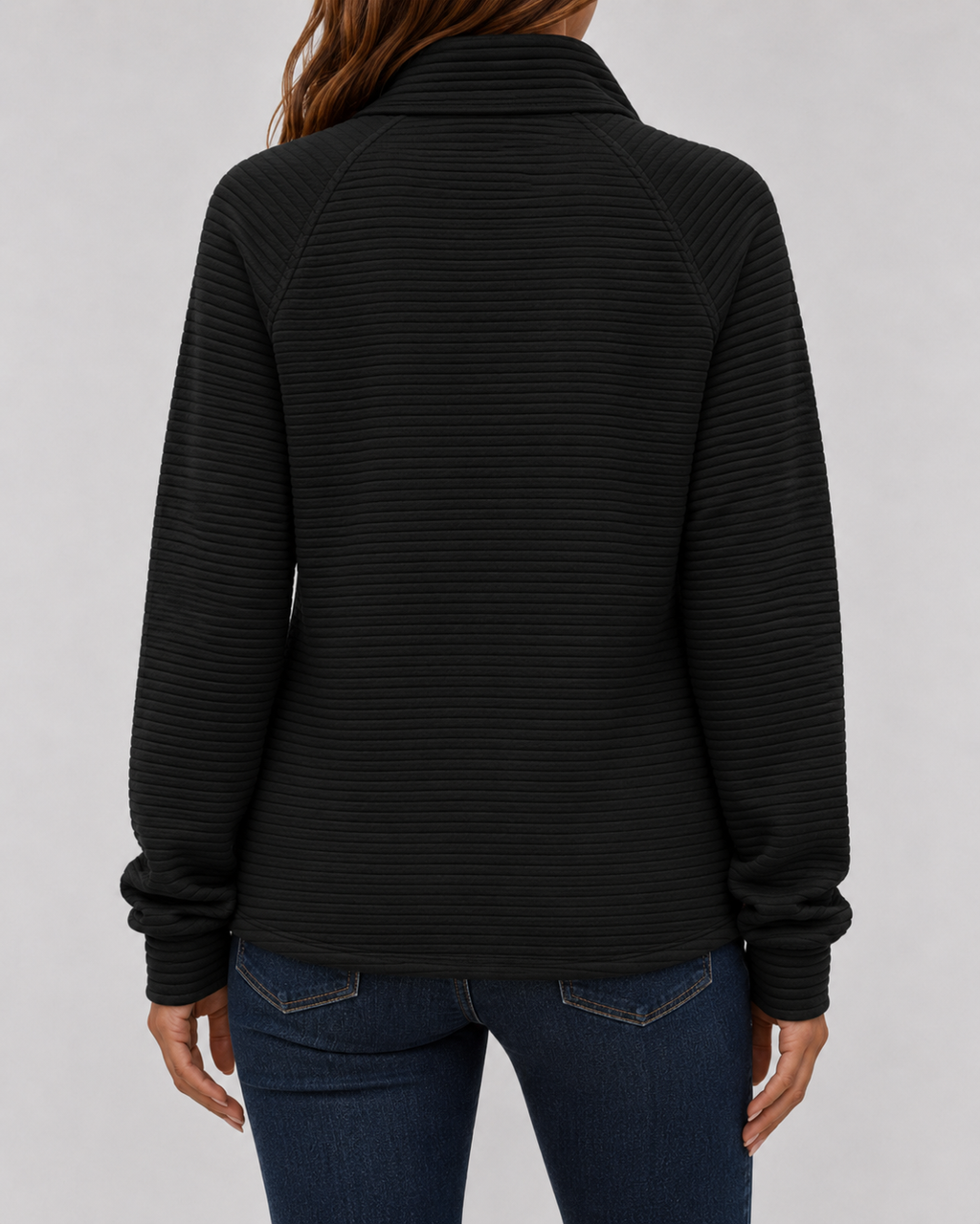 Women's Ribbed Quarter-Zip Knit Pullover – Zip Neck