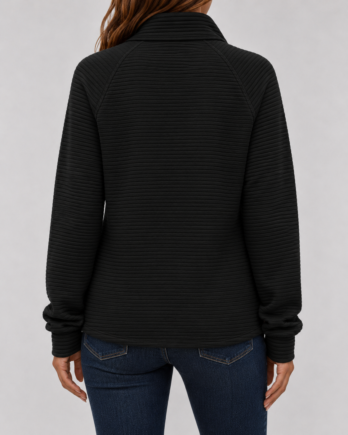 Women's Ribbed Quarter-Zip Knit Pullover – Zip Neck