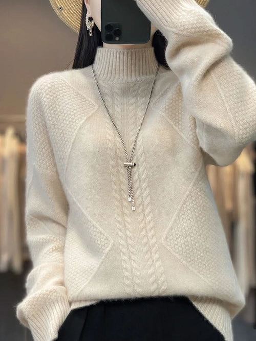 Kacob | Women's Roll Neck Fine Knit Jumper – Classic Winter Turtleneck Sweater