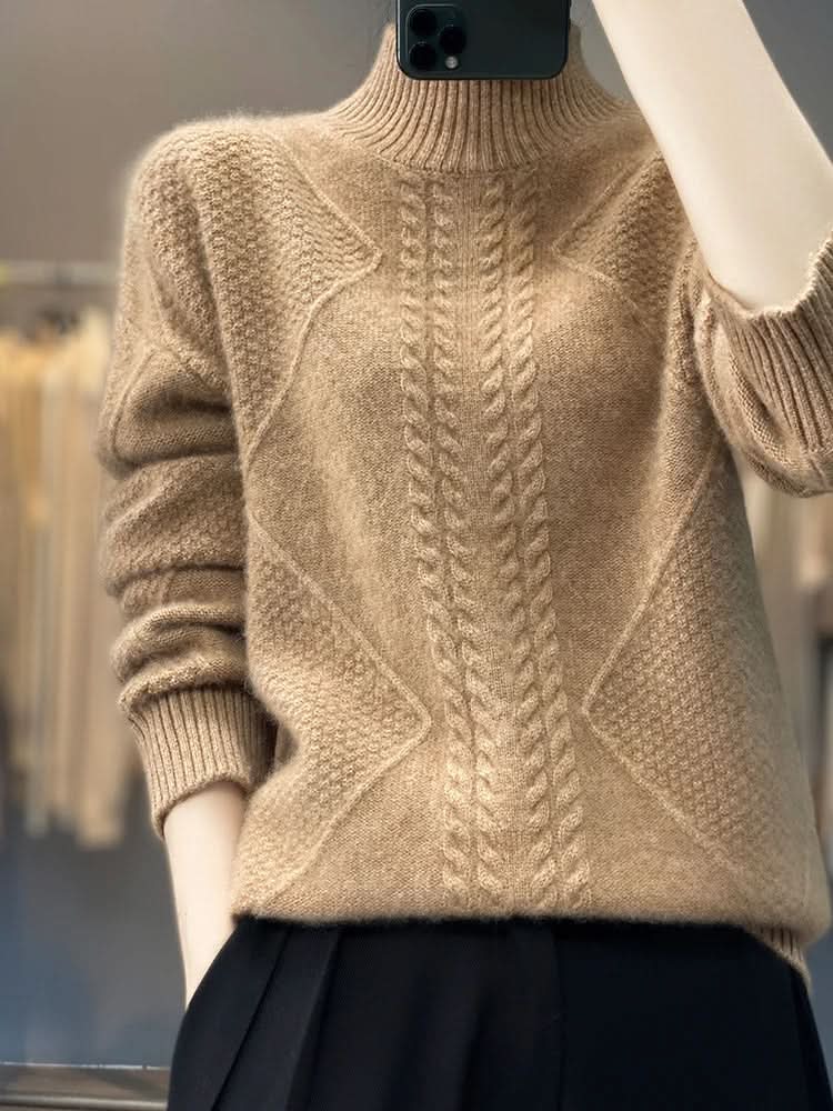 Kacob | Women's Roll Neck Fine Knit Jumper – Classic Winter Turtleneck Sweater