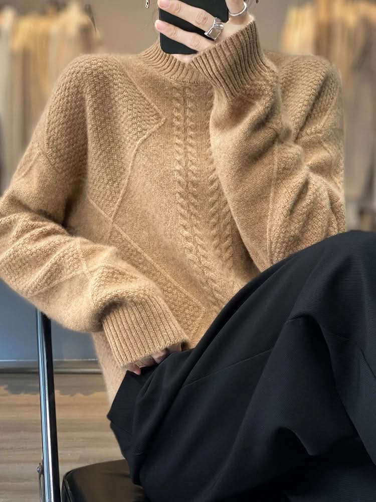 Kacob | Women's Roll Neck Fine Knit Jumper – Classic Winter Turtleneck Sweater