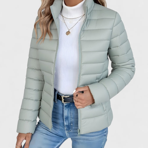 Kacob | Women's Short Puffer Jacket – Stand Collar Quilted Jacket