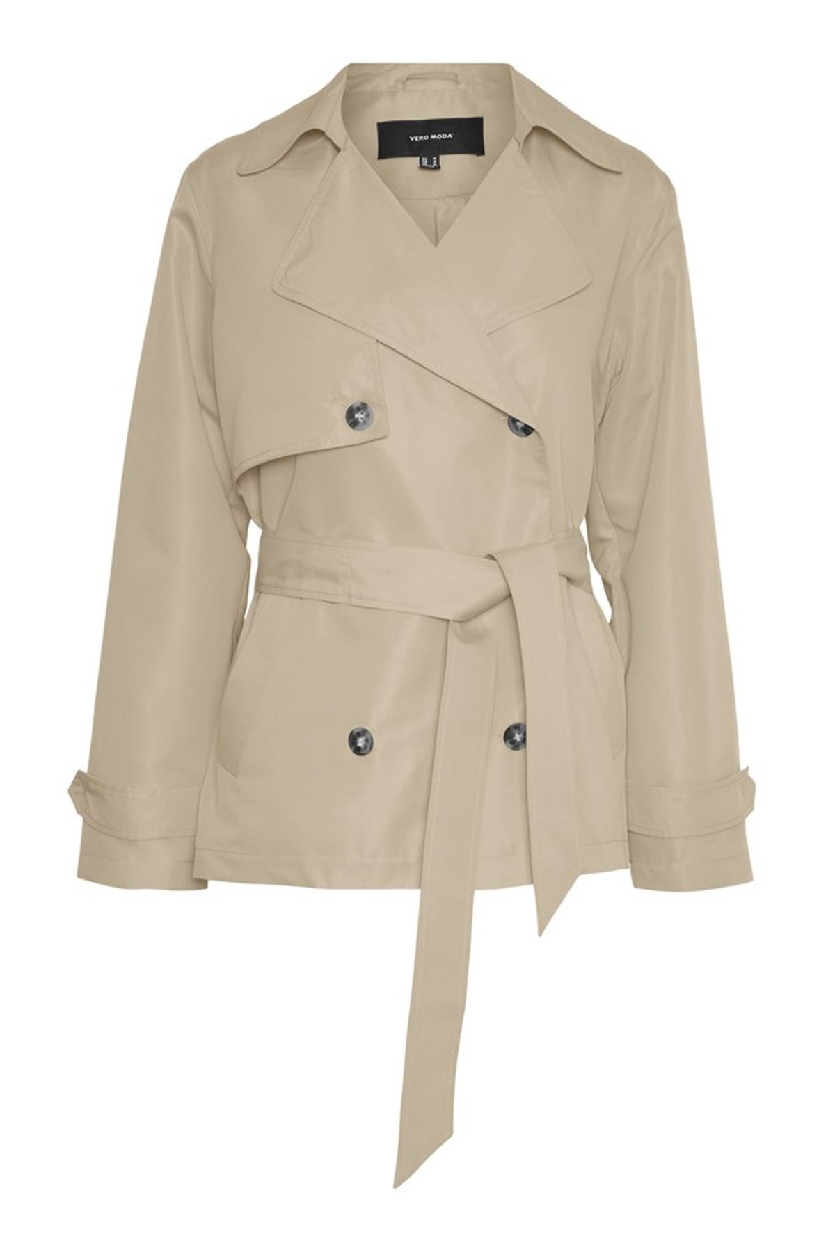 Kacob | Women's Short Trench Coat – Double Breasted Cropped Mac Jacket