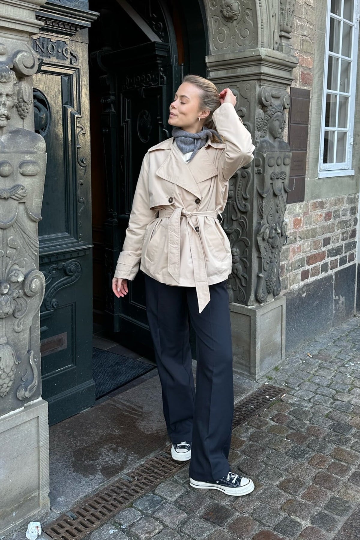 Kacob | Women's Short Trench Coat – Double Breasted Cropped Mac Jacket