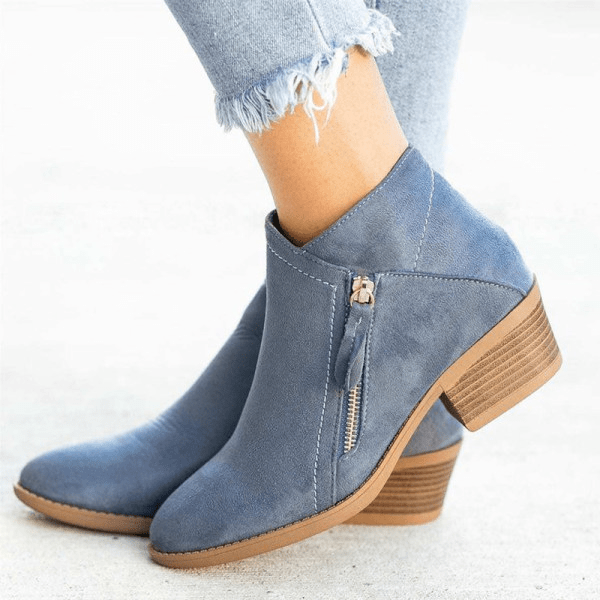 Kacob | Women's Side Zip Ankle Boots – Block Heel Casual Boots