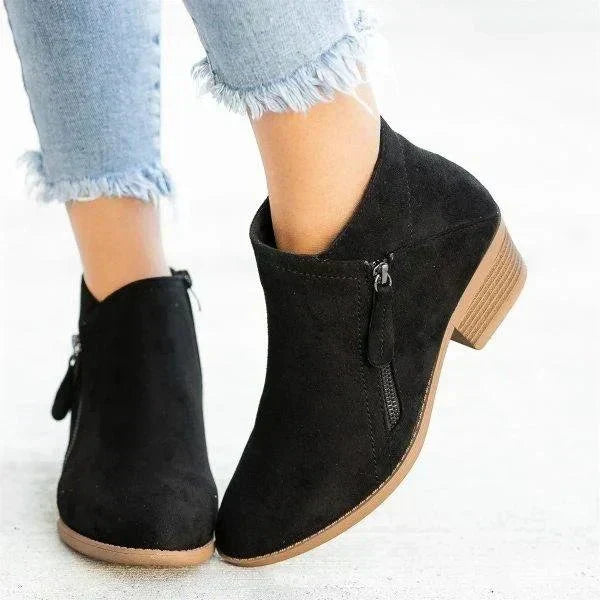 Kacob | Women's Side Zip Ankle Boots – Block Heel Casual Boots