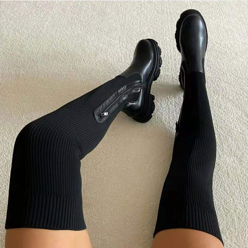 Kacob | Women's Side Zip Heeled Knee High Boots – Long Boots for Women