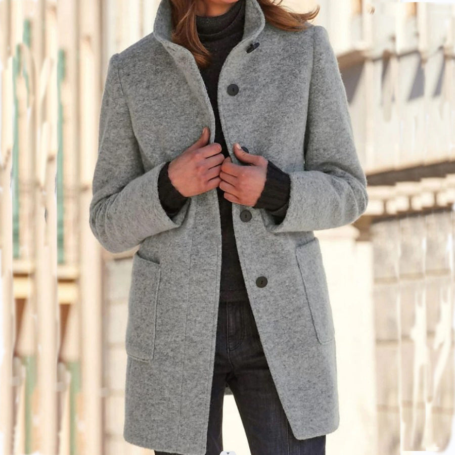 Kacob | Women's Single Breasted Long Coat – Classic Tailored Winter Coat