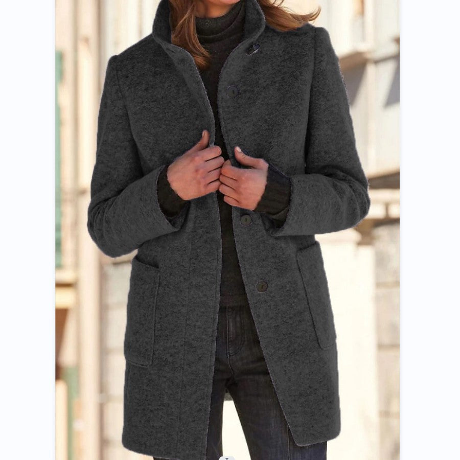 Kacob | Women's Single Breasted Long Coat – Classic Tailored Winter Coat