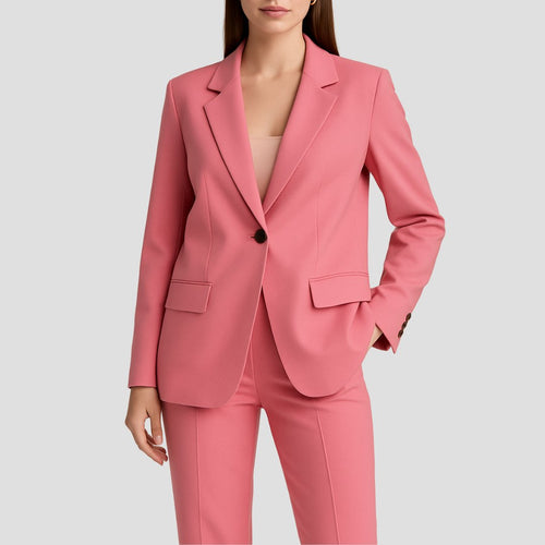 Kacob | Women's Single-Button Blazer Trouser Suit – Straight Leg Two-Piece Workwear Set