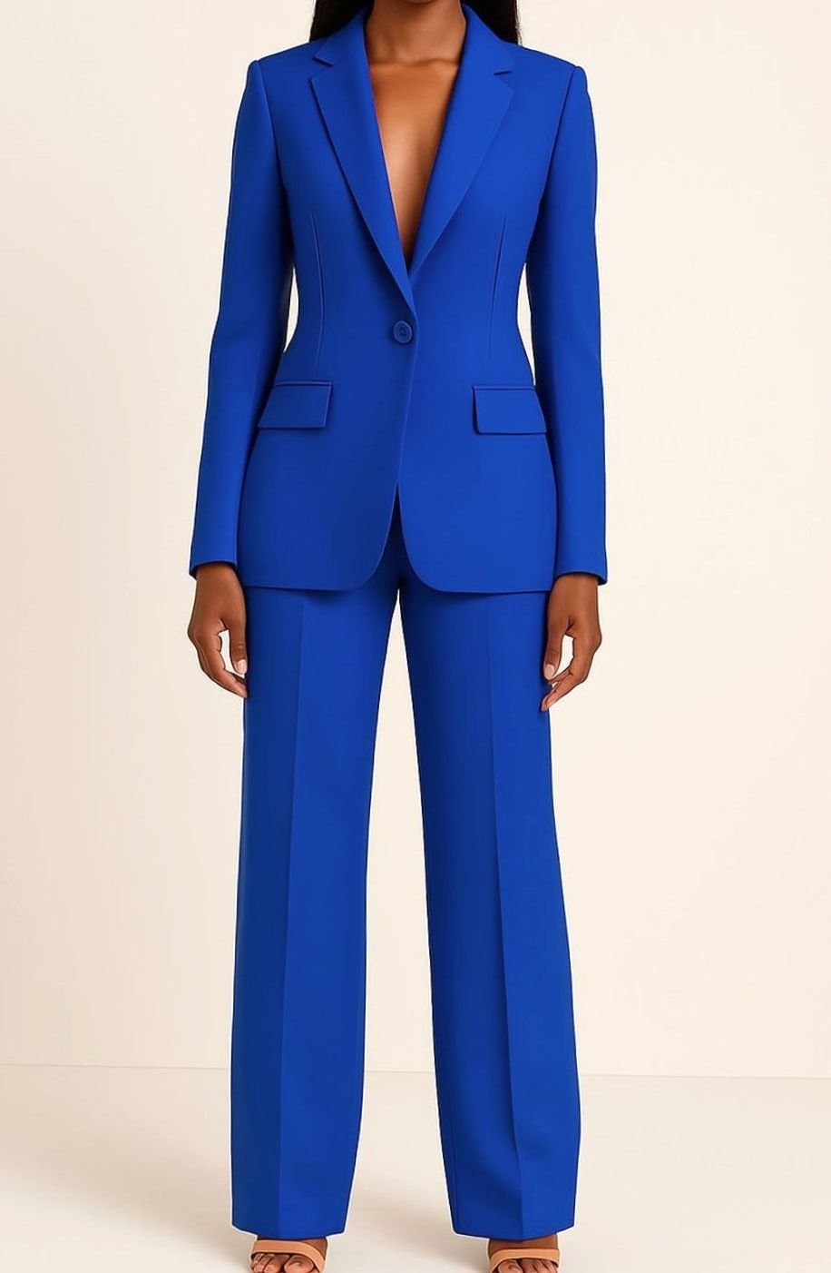 Kacob | Women's Single Button Trouser Suit – Wide Leg Tailored Two-Piece