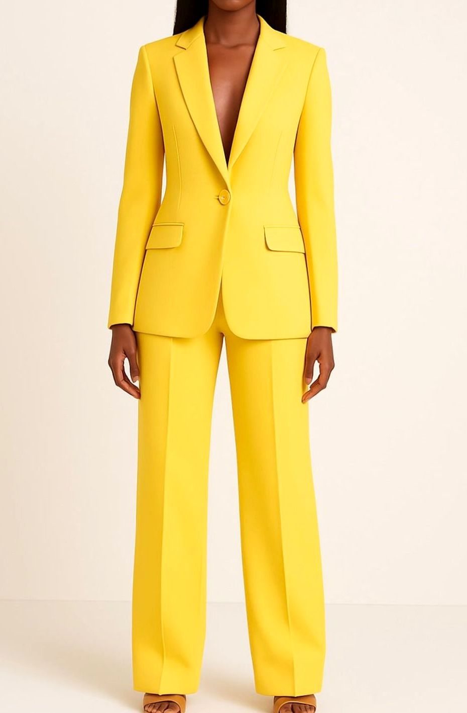 Kacob | Women's Single Button Trouser Suit – Wide Leg Tailored Two-Piece