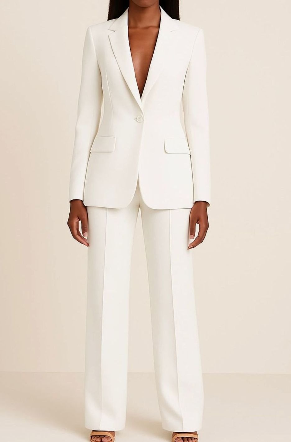 Kacob | Women's Single Button Trouser Suit – Wide Leg Tailored Two-Piece