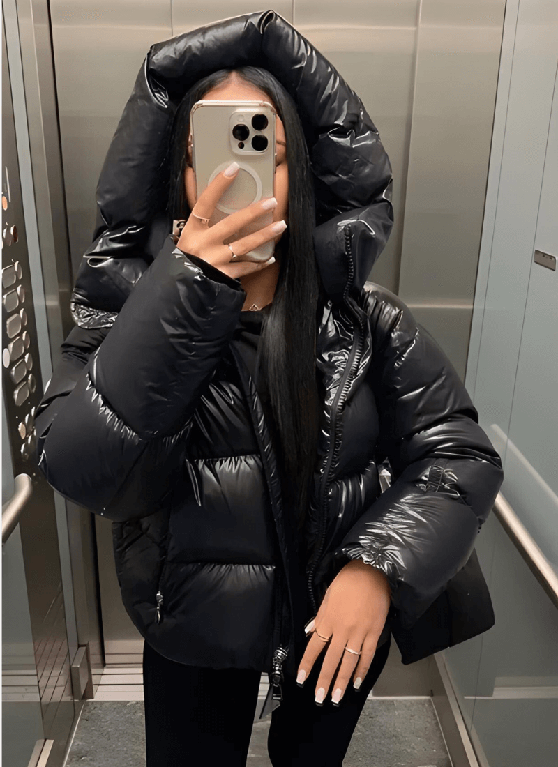 Kacob | Women's Slim Fit Glossy Puffer Jacket – Padded Winter Jacket