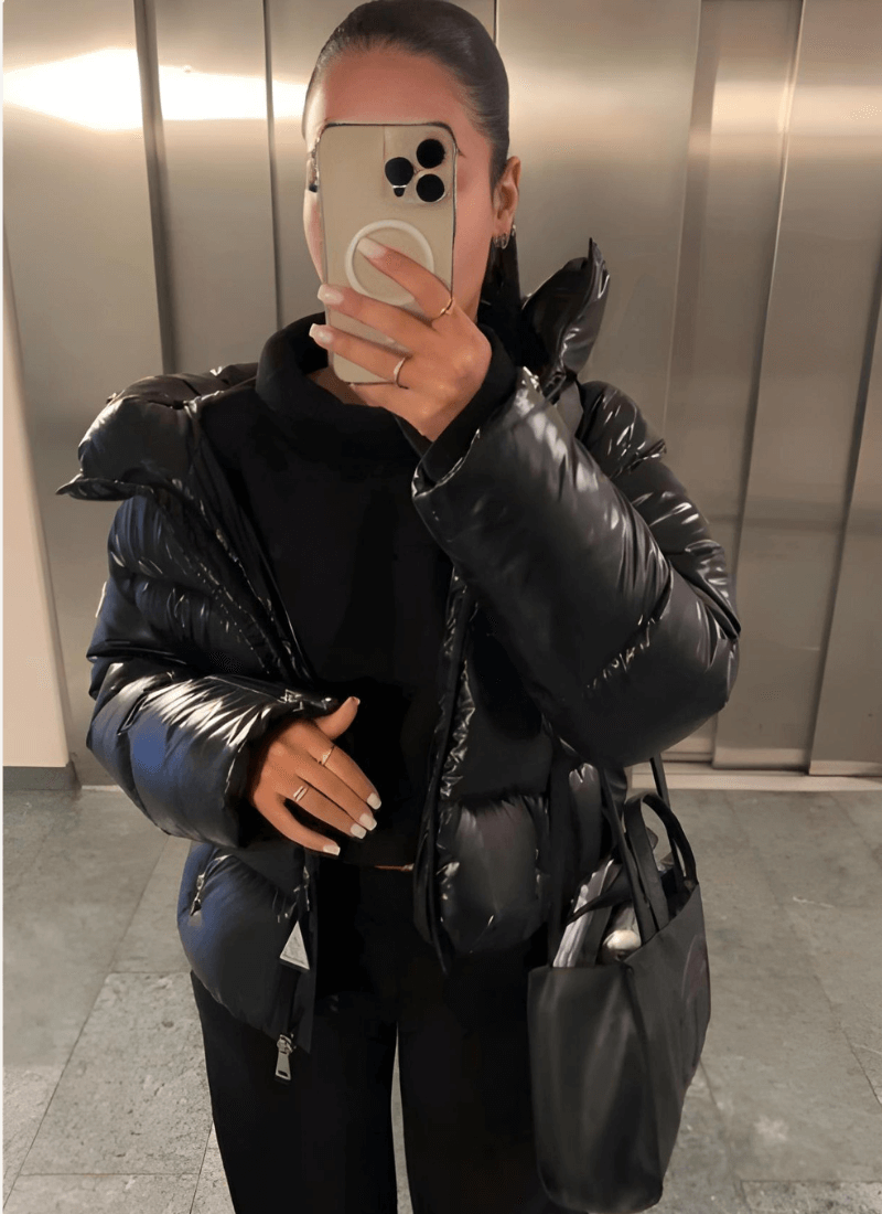 Kacob | Women's Slim Fit Glossy Puffer Jacket – Padded Winter Jacket