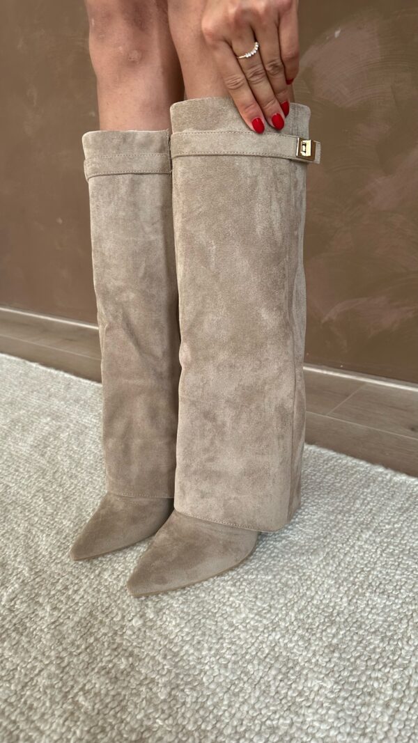 Kacob | Women's Slim Heeled Knee High Boots – Stretch Panel Winter Boots