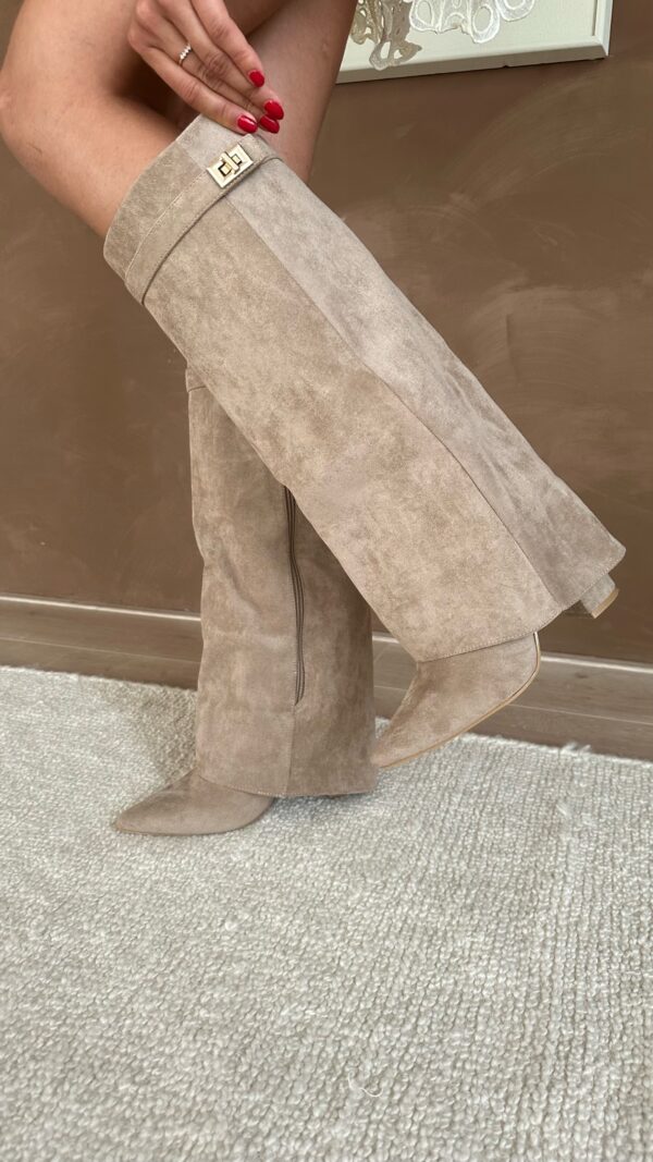 Kacob | Women's Slim Heeled Knee High Boots – Stretch Panel Winter Boots