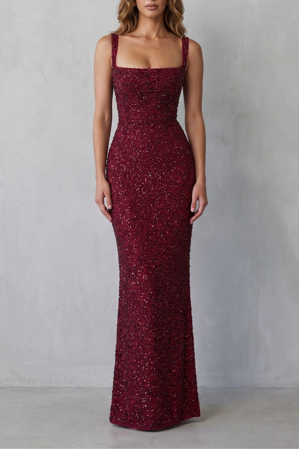 Kacob | Women's Square Neck Sequin Maxi Dress – Christmas Party Dress