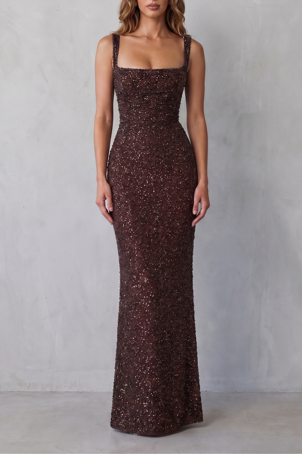 Kacob | Women's Square Neck Sequin Maxi Dress – Christmas Party Dress