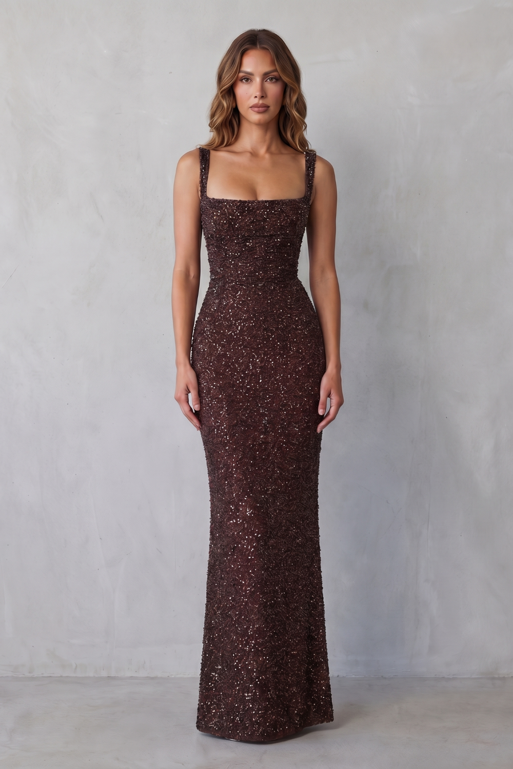 Kacob | Women's Square Neck Sequin Maxi Dress – Christmas Party Dress