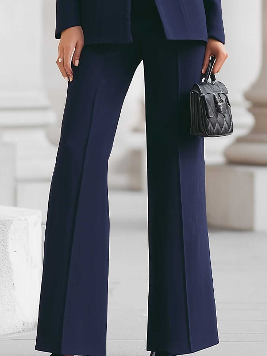 Kacob | Women's Stand Collar Blazer and Flared Trousers Suit