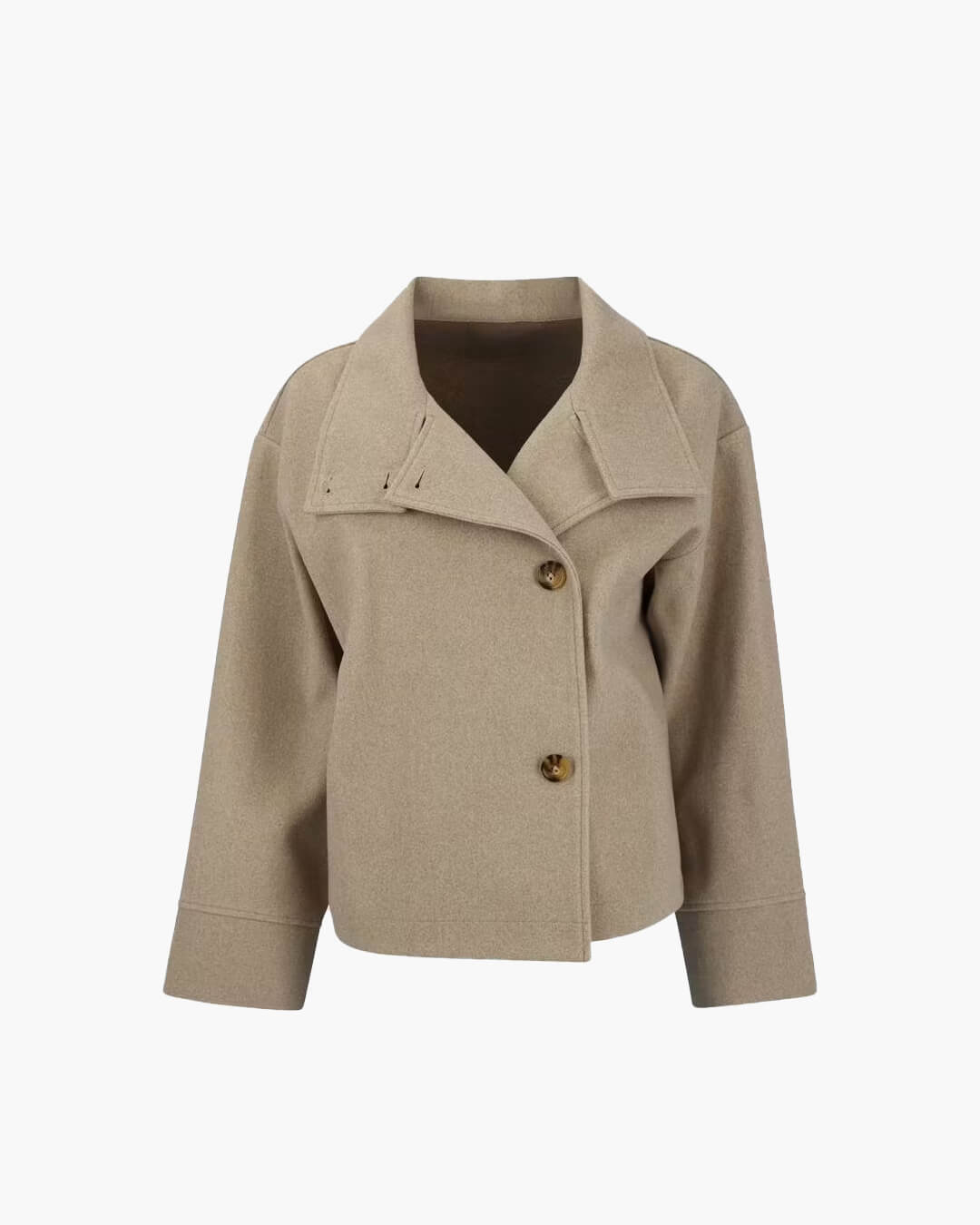 Women's Stand Collar Cropped Jacket – Button Front Boxy Fit Jacket