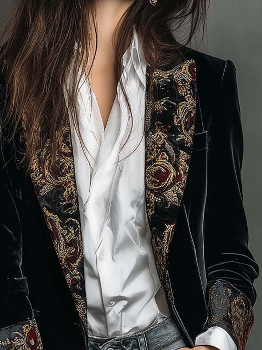 Kacob | Women's Statement Lapel Longline Blazer – Single Breasted Tailored Jacket