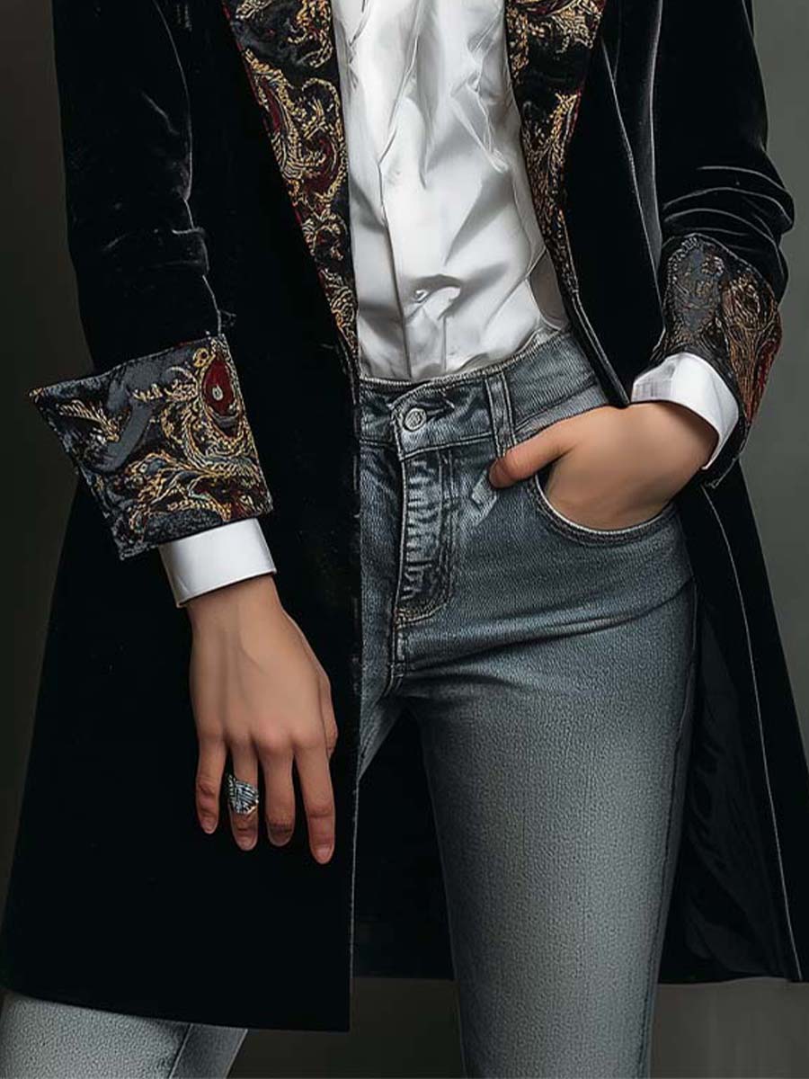 Kacob | Women's Statement Lapel Longline Blazer – Single Breasted Tailored Jacket