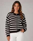 Kacob | Women's Striped Button-Front Knit Cardigan