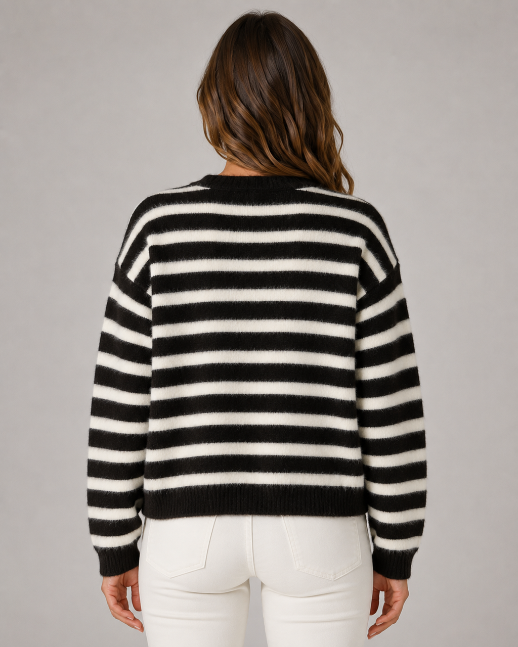 Women's Striped Button-Front Knit Cardigan