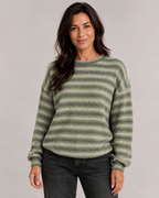 Women's Striped Fuzzy Knit Crew Neck Jumper