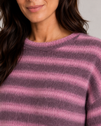 Women's Striped Fuzzy Knit Crew Neck Jumper