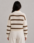 Women's Striped Johnny Collar Knit Jumper