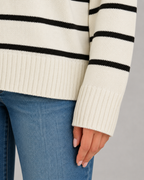 Women's Striped Open Collar Polo Jumper