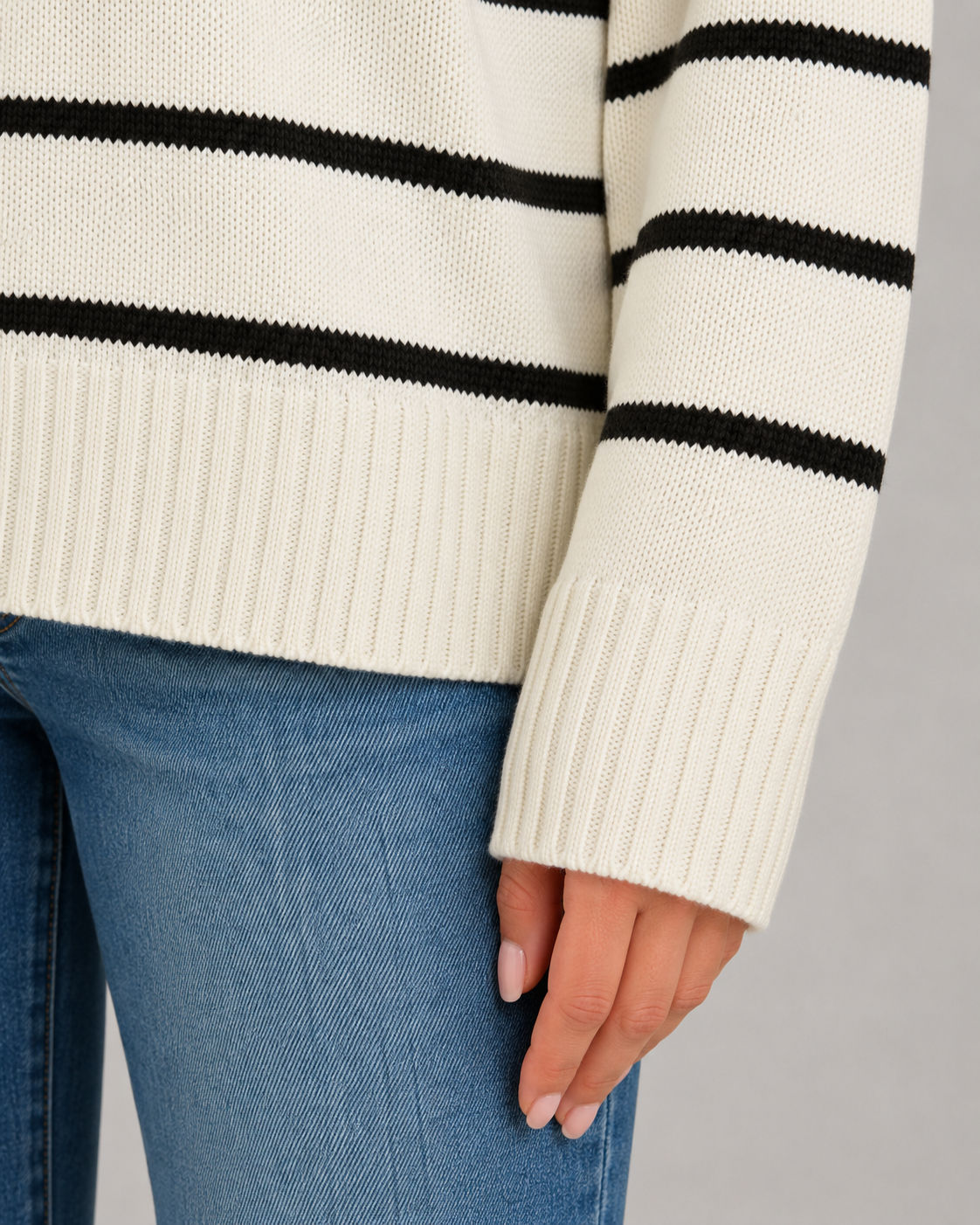 Women's Striped Open Collar Polo Jumper