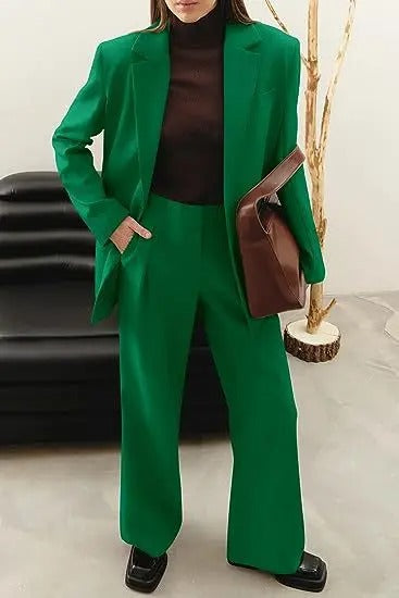 Kacob | Women's Structured Shoulder Blazer & Trouser Suit – Tailored Workwear Two Piece