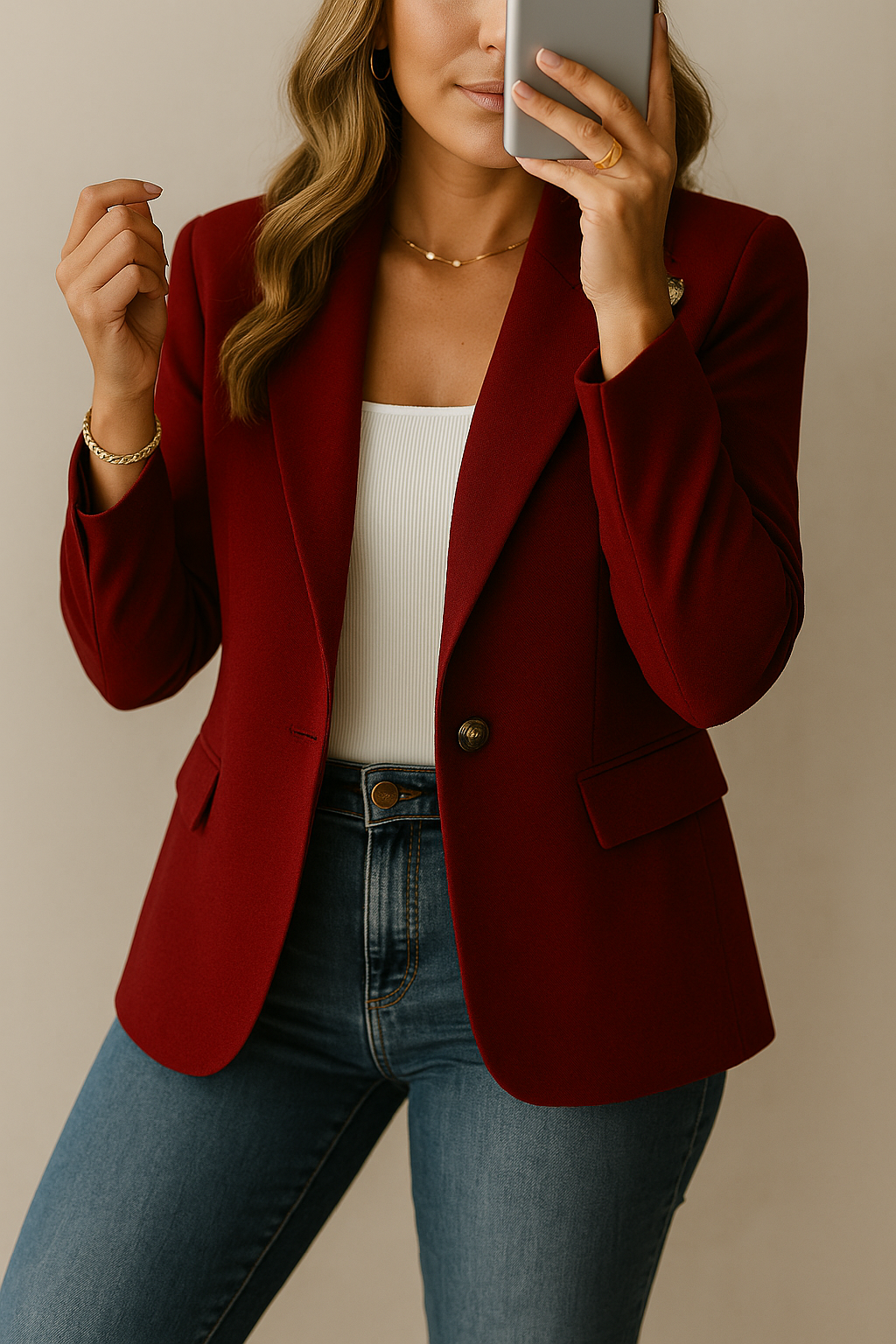Kacob | Women's Tailored Blazer – Single Button Notch Lapel Office Blazer