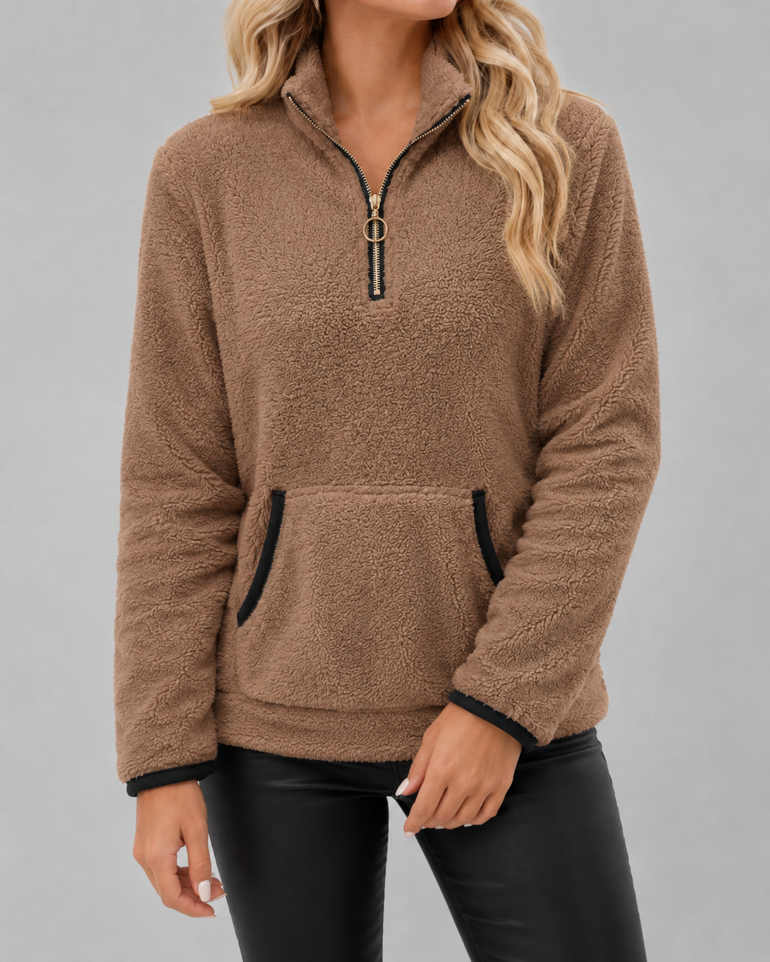 Women's Teddy Fleece Half-Zip Pullover – Funnel Neck