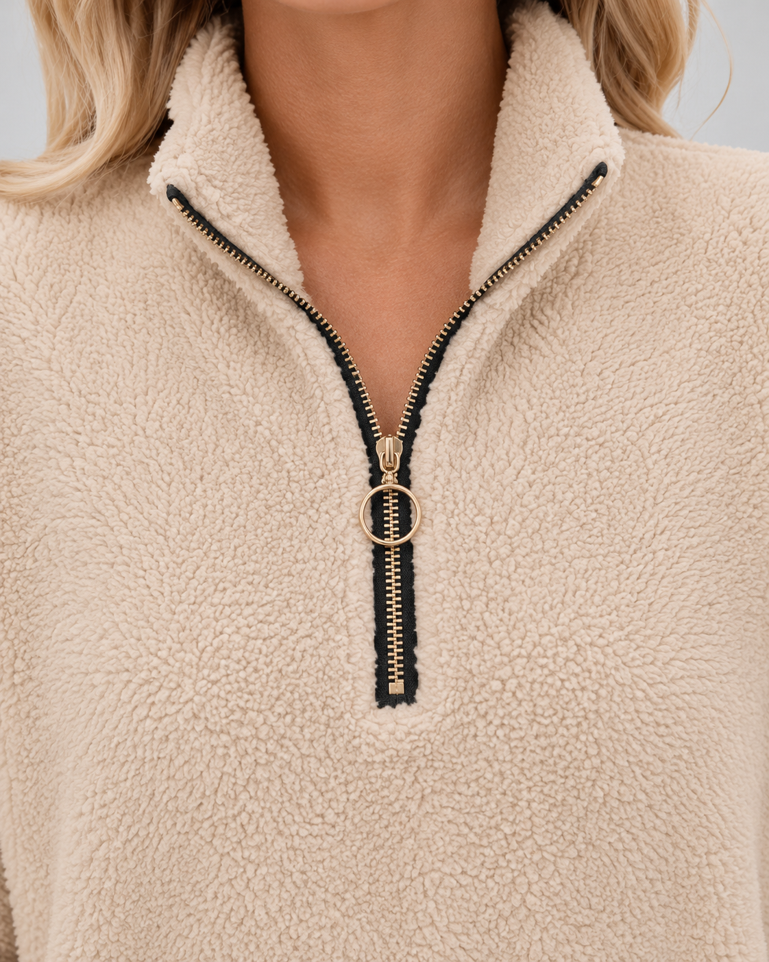 Women's Teddy Fleece Half-Zip Pullover – Funnel Neck