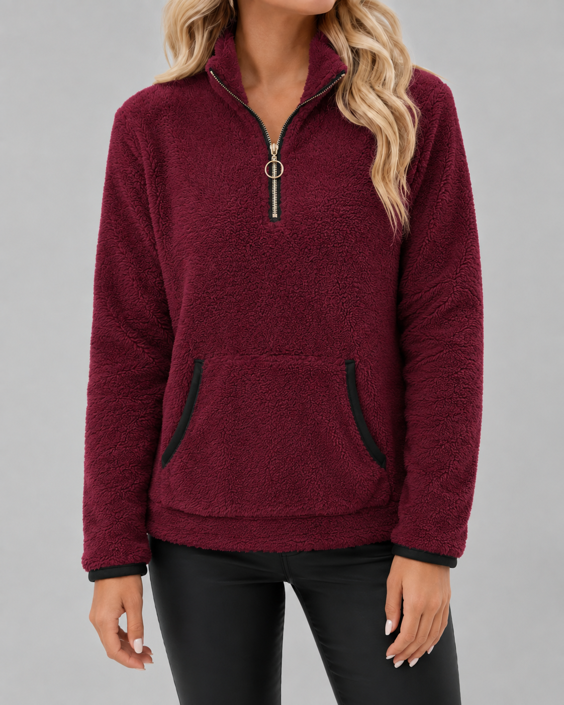 Women's Teddy Fleece Half-Zip Pullover – Funnel Neck