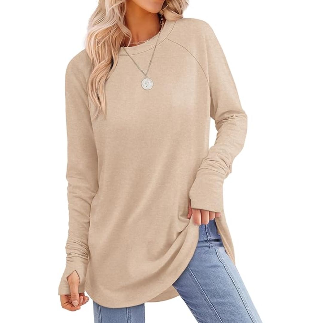 Women's Thumbhole Long Sleeve Tunic Top