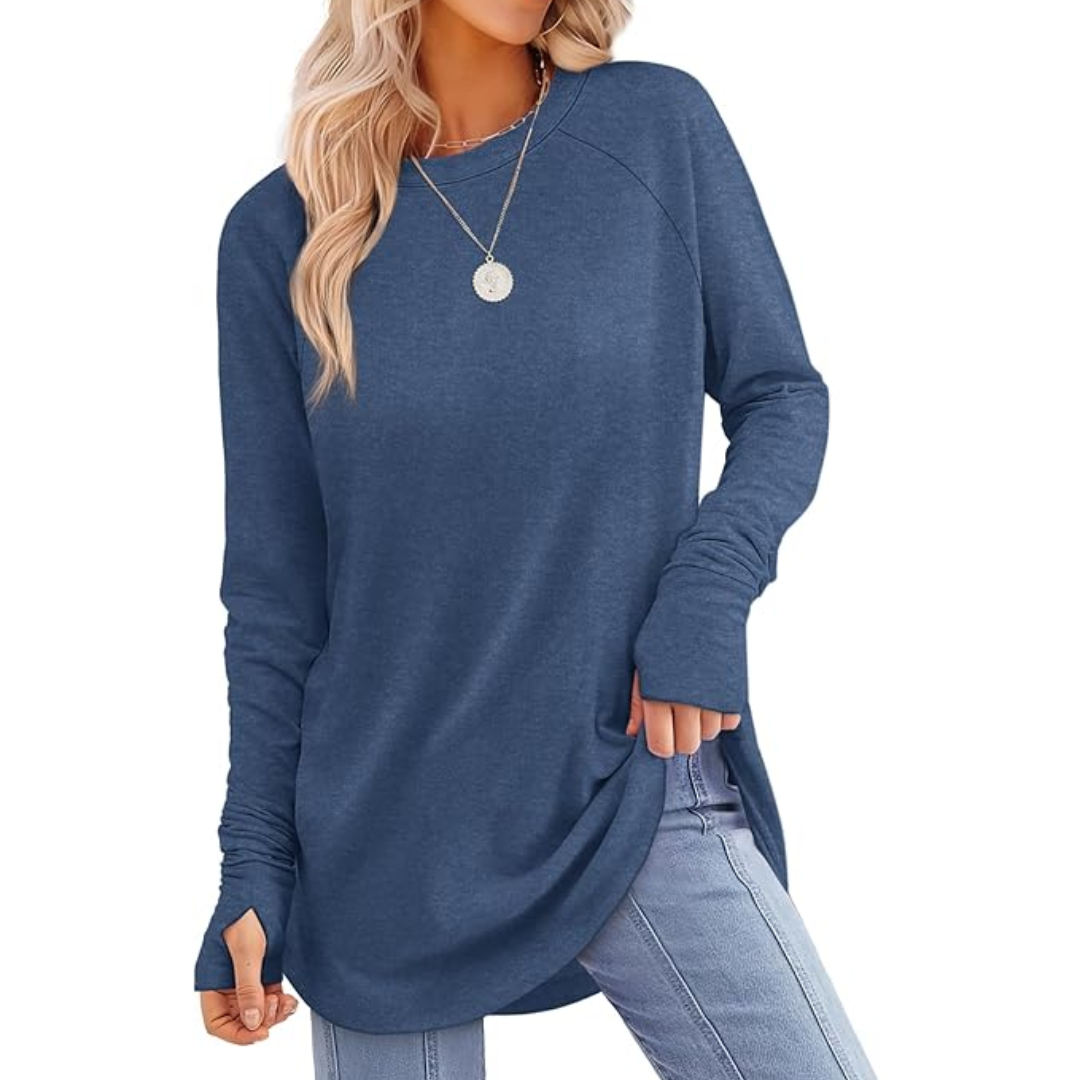 Women's Thumbhole Long Sleeve Tunic Top