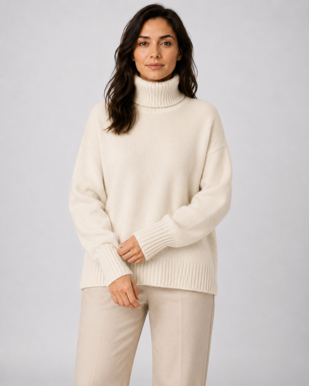 Women's Turtleneck Knitted Jumper – Relaxed Fit