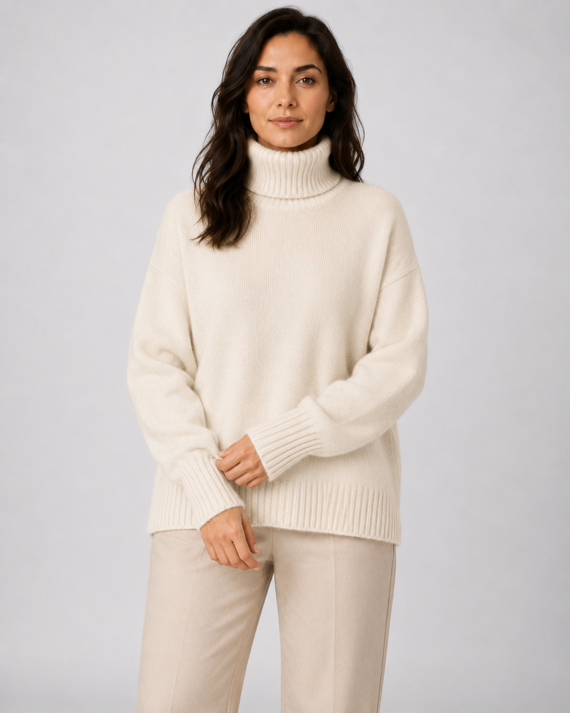 Women's Turtleneck Knitted Jumper – Relaxed Fit