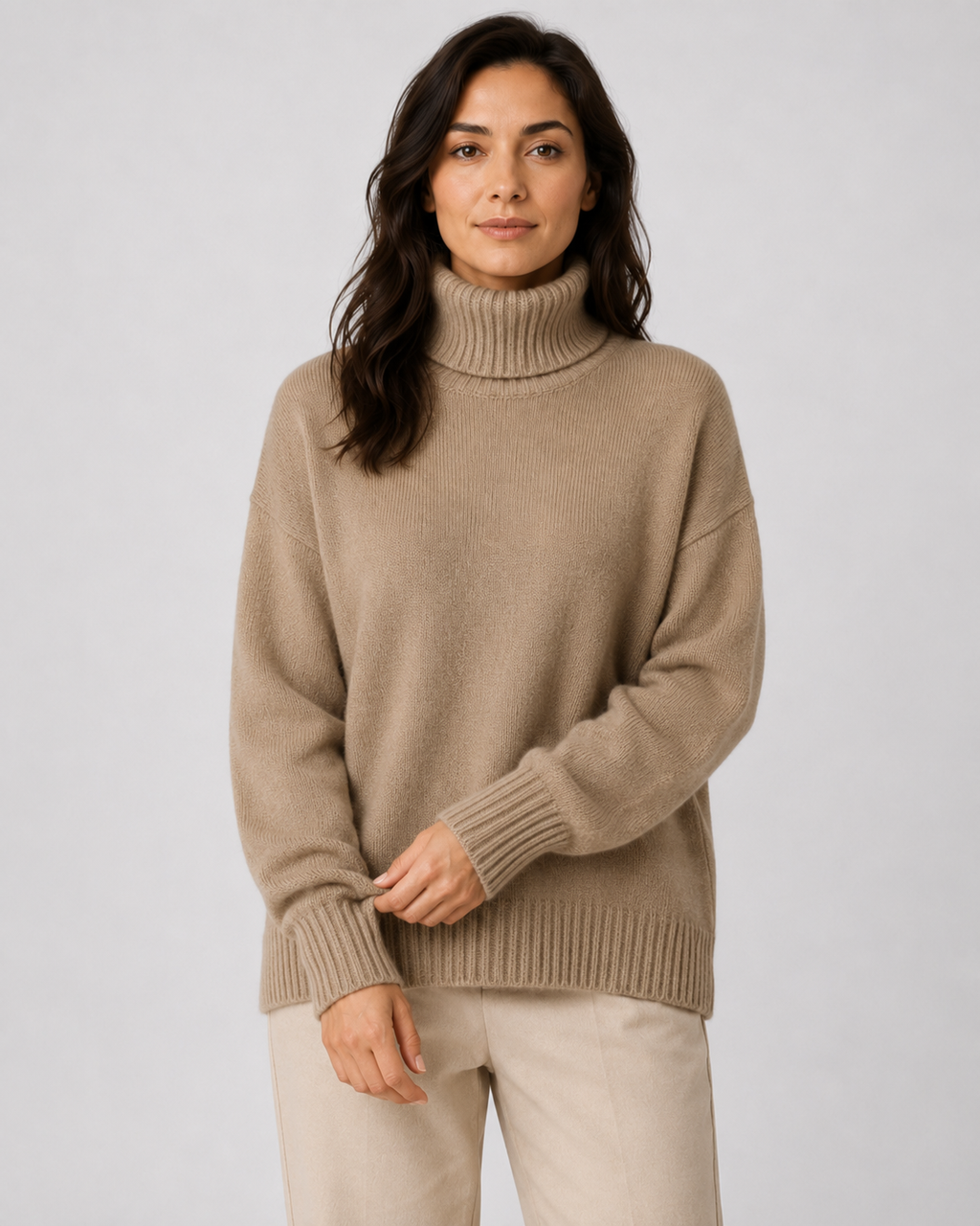 Women's Turtleneck Knitted Jumper – Relaxed Fit